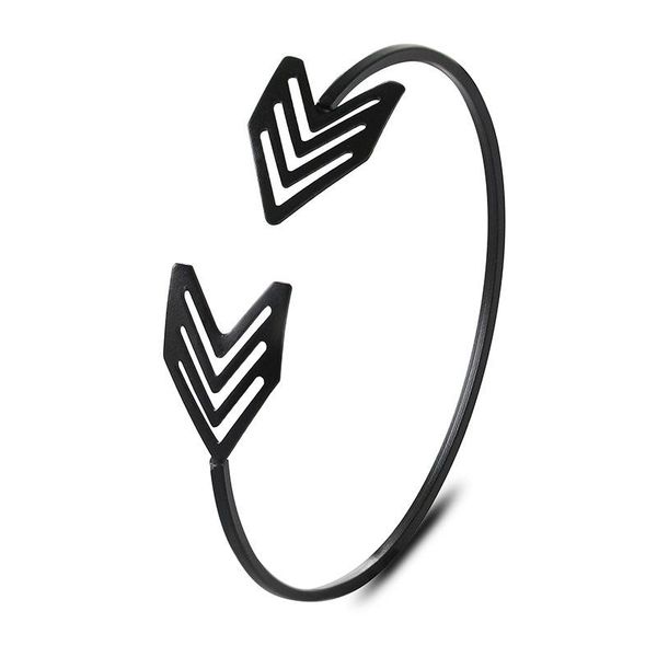 link, chain simple design hollow out arrow opening bracelet 3-color metal jewelry for men women fashion party accessories, Black
link, chain simple design hollow out arrow opening bracelet 3-color metal jewelry for men women fashion party accessories, Black