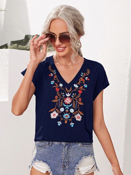 batwing sleeve floral embroidered s42t#, White 
batwing sleeve floral embroidered s42t#, White