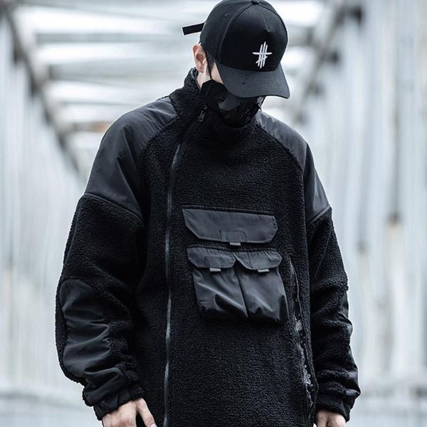 men's jackets reversible cotton cargo jacket men winter thicken padded functional coat lamb wool zipper patchwork outerwear, Black;brown
men's jackets reversible cotton cargo jacket men winter thicken padded functional coat lamb wool zipper patchwork outerwear, Black;brown