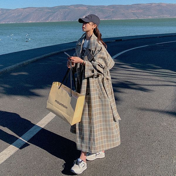 fahsion double-breasted loose trench coat with belt plaid duster coat for lady spring autumn female outerwear loose oversize pan, Tan;black
fahsion double-breasted loose trench coat with belt plaid duster coat for lady spring autumn female outerwear loose oversize pan, Tan;black
