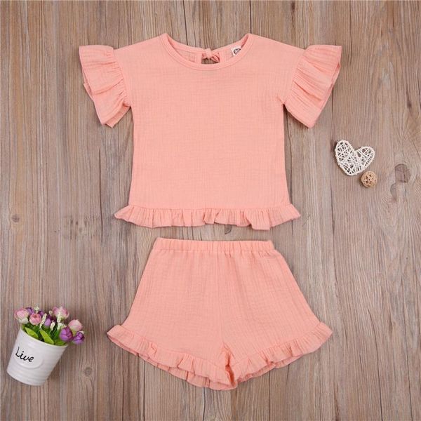 clothing sets kid girl casual dairy wear short sleeves + shorts, ruffled decoration neckline bandage summer, White
clothing sets kid girl casual dairy wear short sleeves + shorts, ruffled decoration neckline bandage summer, White