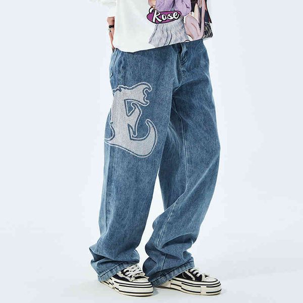 men's pants retro-torn casual hip hop straight-line baggy men's jeans washed shredded vibes jean pants streetwear couple 1c8t, Black
men's pants retro-torn casual hip hop straight-line baggy men's jeans washed shredded vibes jean pants streetwear couple 1c8t, Black