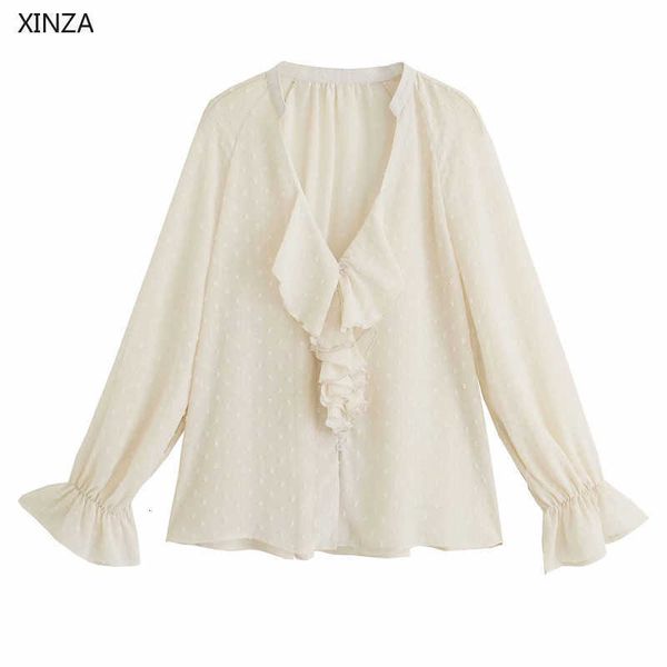 women's knits & tees women tulle dot summer shirt long puff sleeve ruffle blouse see through vintage female fashion button up, White
women's knits & tees women tulle dot summer shirt long puff sleeve ruffle blouse see through vintage female fashion button up, White