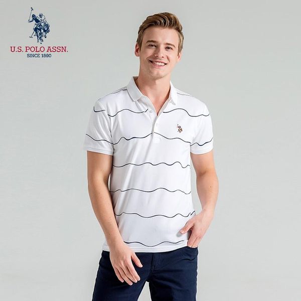 men's polos assn. summer short sleeve striped cotton business american casual shirt for men, White;black
men's polos assn. summer short sleeve striped cotton business american casual shirt for men, White;black