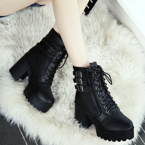 boots high-heeled thick-heeled women's platform short thick-soled all-match booties woman pu leather combat for women, Black
boots high-heeled thick-heeled women's platform short thick-soled all-match booties woman pu leather combat for women, Black