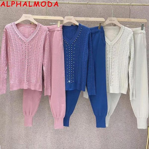 women's two piece pants alphalmoda 2021 winter solid beaded sweater pencil trousers women 2pcs knitting suits pullover jumpers set, White
women's two piece pants alphalmoda 2021 winter solid beaded sweater pencil trousers women 2pcs knitting suits pullover jumpers set, White