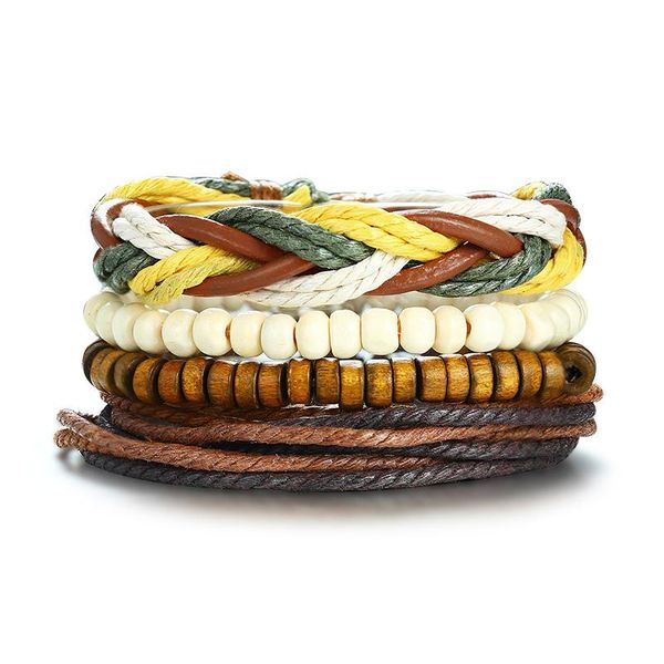 bangle 2021 bohemian wooden beads fashion braided pu leather cord brown four-piece multilayer bracelet suitable for women and men, Black
bangle 2021 bohemian wooden beads fashion braided pu leather cord brown four-piece multilayer bracelet suitable for women and men, Black