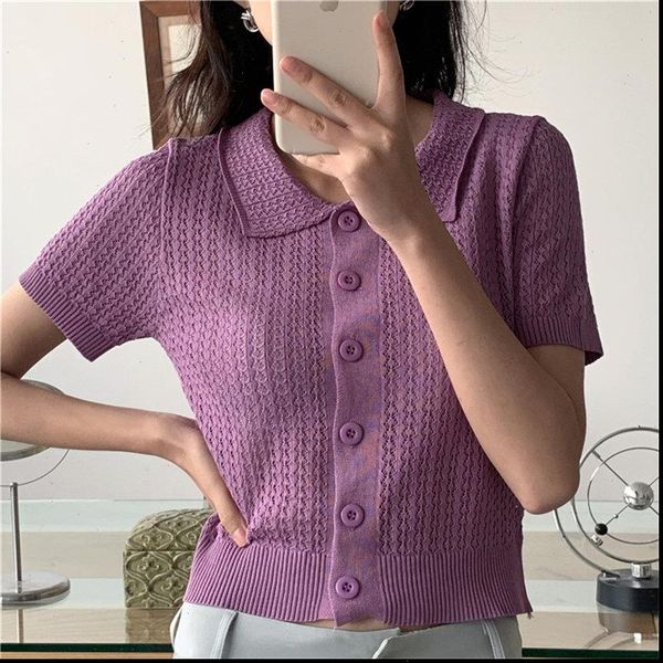 streetwear lapel hollow out short sleeves 2021 knitted casual elastic chic basic all match solid fashion short sweaters, White;black
streetwear lapel hollow out short sleeves 2021 knitted casual elastic chic basic all match solid fashion short sweaters, White;black
