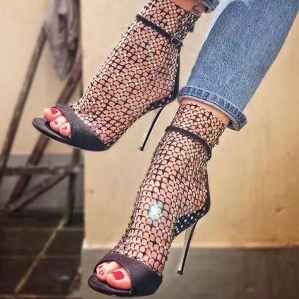 shoes woman jewel sandals cut-outs high heels ankle wrap thin heels with crystal open toe stiletto wedding pumps, Black
shoes woman jewel sandals cut-outs high heels ankle wrap thin heels with crystal open toe stiletto wedding pumps, Black