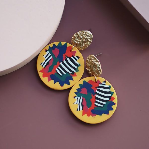 jewelry 2021 trendy ethnic women's new unique abstract round multi-color hoop fashion polymer clay earrings statement jewelry, Golden;silver
jewelry 2021 trendy ethnic women's new unique abstract round multi-color hoop fashion polymer clay earrings statement jewelry, Golden;silver