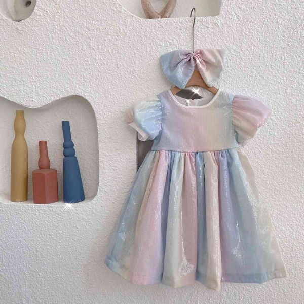 korean fashion girls rainbow dress shiny sequin puff sleeve princess for children kids ins boutique clothing lot 210529, Red;yellow
korean fashion girls rainbow dress shiny sequin puff sleeve princess for children kids ins boutique clothing lot 210529, Red;yellow
