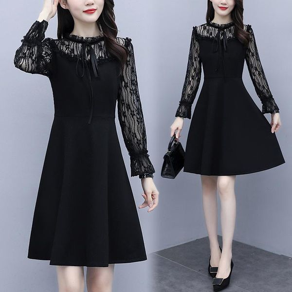 casual dresses coigarsam women dress autumn 2022 office lady long sleeve patchwork solid lace o-neck high waist black robe, Black;gray
casual dresses coigarsam women dress autumn 2022 office lady long sleeve patchwork solid lace o-neck high waist black robe, Black;gray