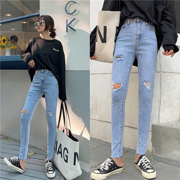 women's jeans s-xl 2021 autumn korean vintage style skinny pencil ripped spring elastic high waist denim pants womens (z8582), Blue
women's jeans s-xl 2021 autumn korean vintage style skinny pencil ripped spring elastic high waist denim pants womens (z8582), Blue