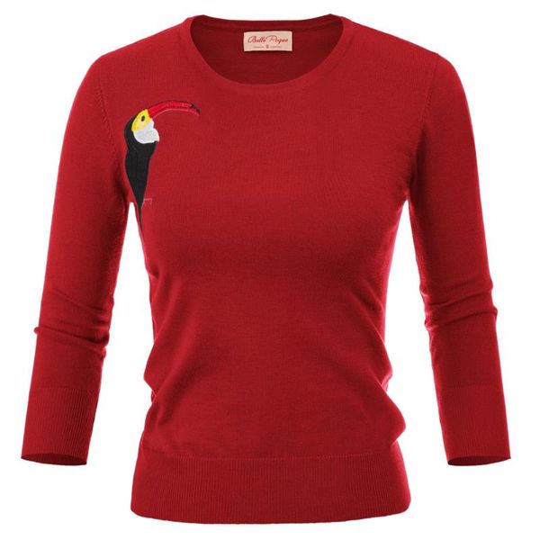 women's sweaters women bird embroidery sweater crew neck pullover knitwear three quarter length sleeves weater autumn, White;black
women's sweaters women bird embroidery sweater crew neck pullover knitwear three quarter length sleeves weater autumn, White;black