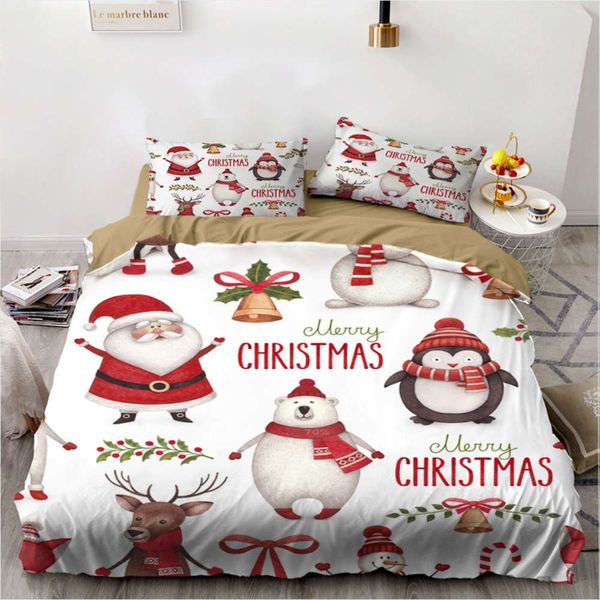 merry christmas bedding set duvet cover animal gift bedding sets pillowcase twin king snowman santa claus decor bed set