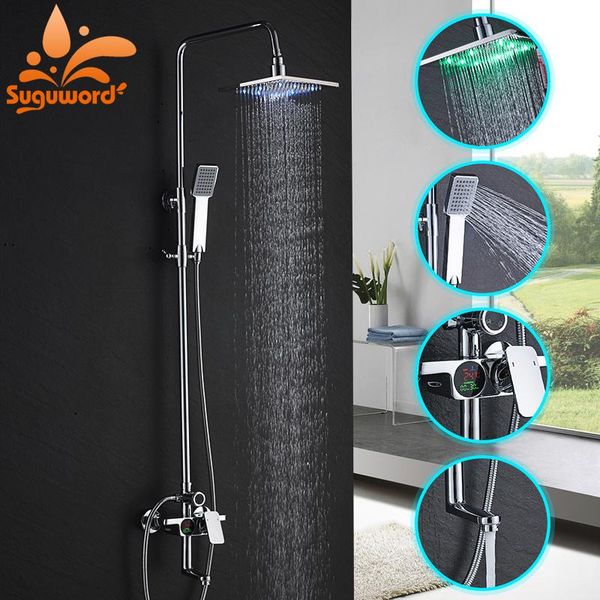 bathroom wall mount faucets led rain waterfall shower set 8" digital display faucet chrome finish faucets
bathroom wall mount faucets led rain waterfall shower set 8" digital display faucet chrome finish faucets