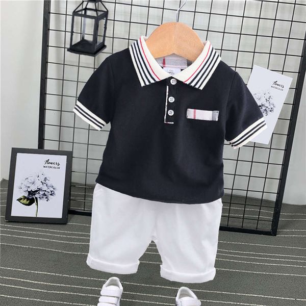 children's wear boys' lapel short sleeve t-shirt shorts set summer korean children's pants two piece set, White
children's wear boys' lapel short sleeve t-shirt shorts set summer korean children's pants two piece set, White