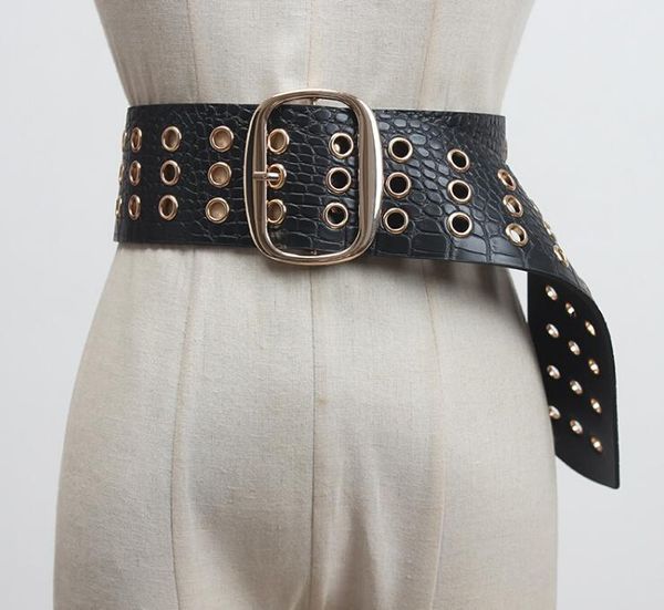 belts women's runway fashion rivet hollow out pu leather cummerbunds female dress corsets waistband decoration wide belt r3124, Black;brown
belts women's runway fashion rivet hollow out pu leather cummerbunds female dress corsets waistband decoration wide belt r3124, Black;brown