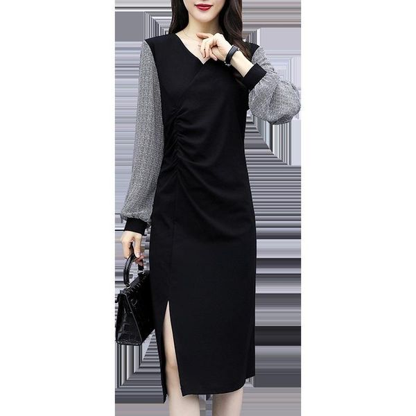 casual dresses 2021 the autumn women dress chiffon long sleeve v-neck black party elegant korean ladies plus size maxi clothes, Black;gray
casual dresses 2021 the autumn women dress chiffon long sleeve v-neck black party elegant korean ladies plus size maxi clothes, Black;gray