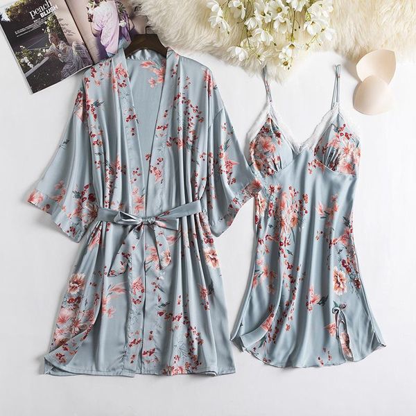 women's sleepwear lady 2pcs robe set intimate lingerie satin print flower kimono bathrobe gown nightwear lace homewear silky sleep suit, Black;red
women's sleepwear lady 2pcs robe set intimate lingerie satin print flower kimono bathrobe gown nightwear lace homewear silky sleep suit, Black;red