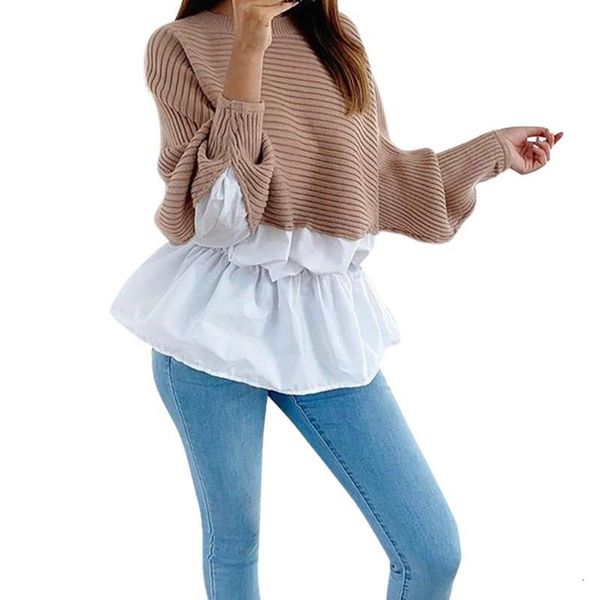elegant ladies autumn and winter ruffled knitted pullover sweater patchwork loose shirt hem long sleeve casual stitching sweater, White;black
elegant ladies autumn and winter ruffled knitted pullover sweater patchwork loose shirt hem long sleeve casual stitching sweater, White;black