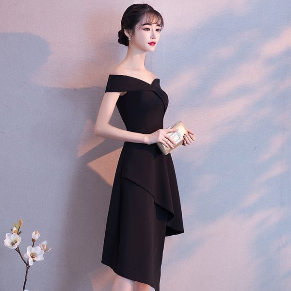black prom dress 2021 new arrival fashion asymmetrical short party gown
