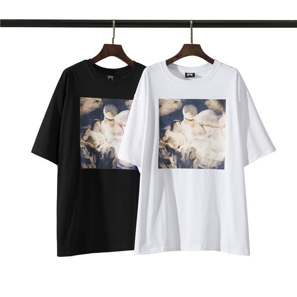 black white t-shirts tee men women short sleeve painted print t shirt slightly oversize, White;black
black white t-shirts tee men women short sleeve painted print t shirt slightly oversize, White;black