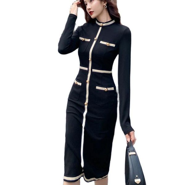 casual dresses fashion black stitching elegant dress female 2021 autumn and winter long-sleeved round neck temperament women's, Black;gray
casual dresses fashion black stitching elegant dress female 2021 autumn and winter long-sleeved round neck temperament women's, Black;gray
