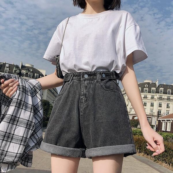 women's shorts classic summer denim women high waist wide leg jeans button casual trendy loose for, White;black
women's shorts classic summer denim women high waist wide leg jeans button casual trendy loose for, White;black