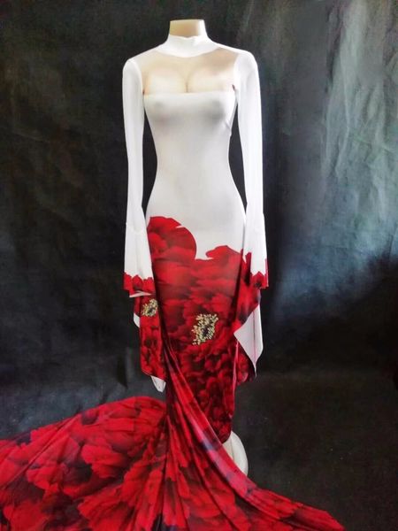 women red rose flowers printed dress birthday celebrate long sleeves evening costume dress nightclub for female singer, Black;red
women red rose flowers printed dress birthday celebrate long sleeves evening costume dress nightclub for female singer, Black;red