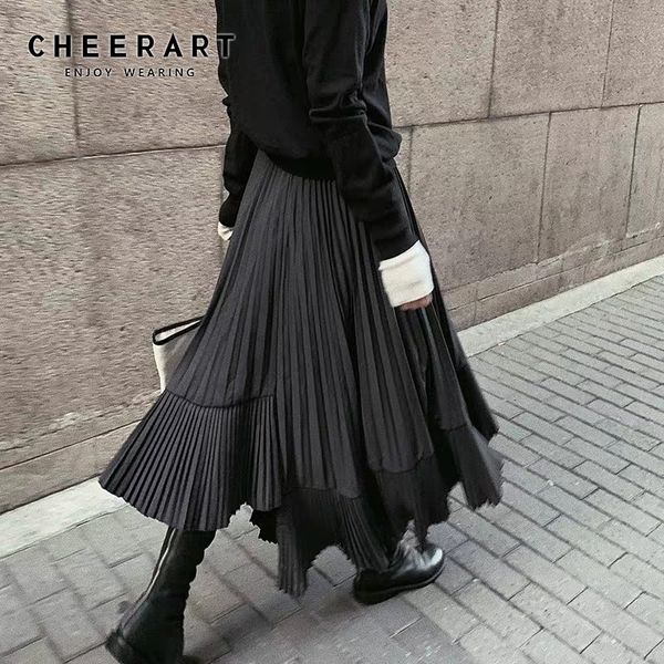 cheerart grey black long pleated skirt women high waist irregular skirt swing frill autumn midi skirt gothic 210309
cheerart grey black long pleated skirt women high waist irregular skirt swing frill autumn midi skirt gothic 210309