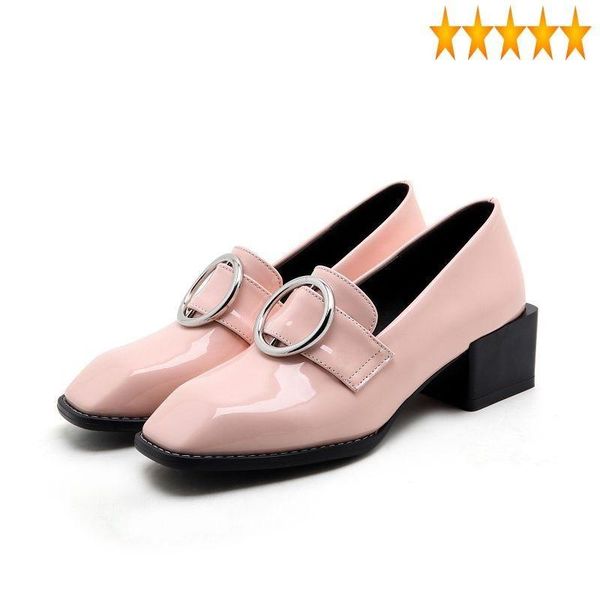 dress shoes block 2021 style comfort thick med heel footwear metal ring square toe preppy womens faux patent leather loafers pumps, Black
dress shoes block 2021 style comfort thick med heel footwear metal ring square toe preppy womens faux patent leather loafers pumps, Black