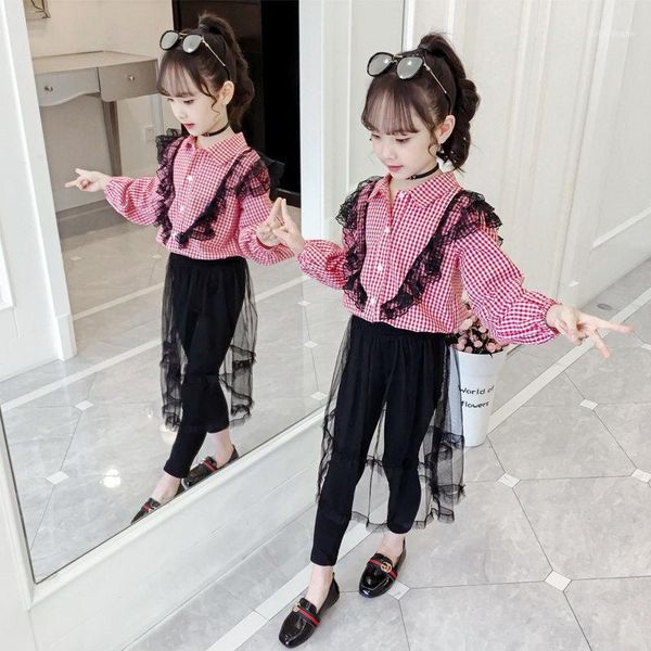 fashion kids girl ruched lace plaid shirt mesh culotte 2pcs suits teen princess set children cotton sweet clothes1, White
fashion kids girl ruched lace plaid shirt mesh culotte 2pcs suits teen princess set children cotton sweet clothes1, White
