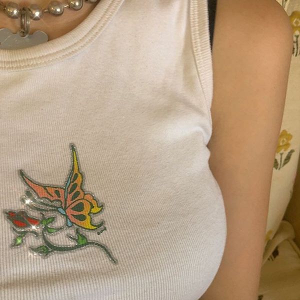 harajuku butterfly vest women summer casual cotton tank streetwear girls white skinny crop club camisole 210308, Black
harajuku butterfly vest women summer casual cotton tank streetwear girls white skinny crop club camisole 210308, Black