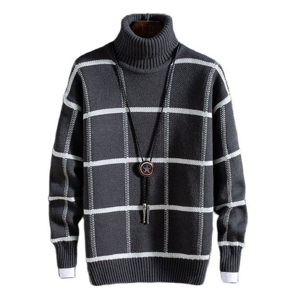 classic men's high neck 2020 winter cloth, thick plaid sweater, warm, White;black
classic men's high neck 2020 winter cloth, thick plaid sweater, warm, White;black