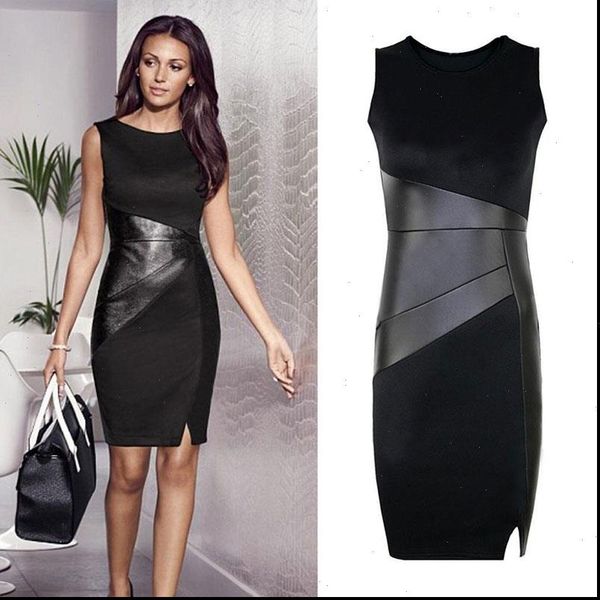 5xl fall plus size party dress women faux leather splice ol black pencil dress o neck sleeveless elegant slim bodycon dress 2021, Black;gray
5xl fall plus size party dress women faux leather splice ol black pencil dress o neck sleeveless elegant slim bodycon dress 2021, Black;gray
