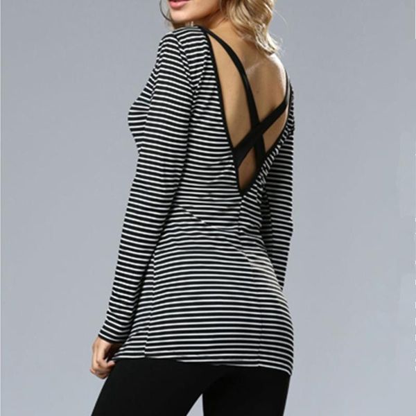 women's t-shirt black white striped shirts for women street style casual slim bodycon patchwork woman tshirts o-neck long sleeve
women's t-shirt black white striped shirts for women street style casual slim bodycon patchwork woman tshirts o-neck long sleeve