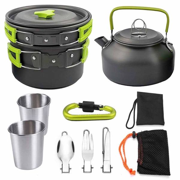 camp kitchen outdoor camping cookware set marching utensils tableware cooking stove kit travel pan hiking picnic tools for 1-2 person
camp kitchen outdoor camping cookware set marching utensils tableware cooking stove kit travel pan hiking picnic tools for 1-2 person