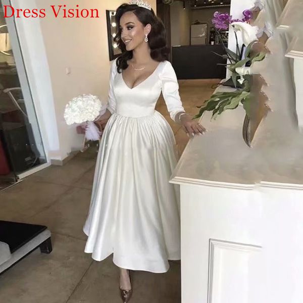 2021 v-neck mariee vestido satin longue wedding simple robe de soiree bride to be la8b, White
2021 v-neck mariee vestido satin longue wedding simple robe de soiree bride to be la8b, White