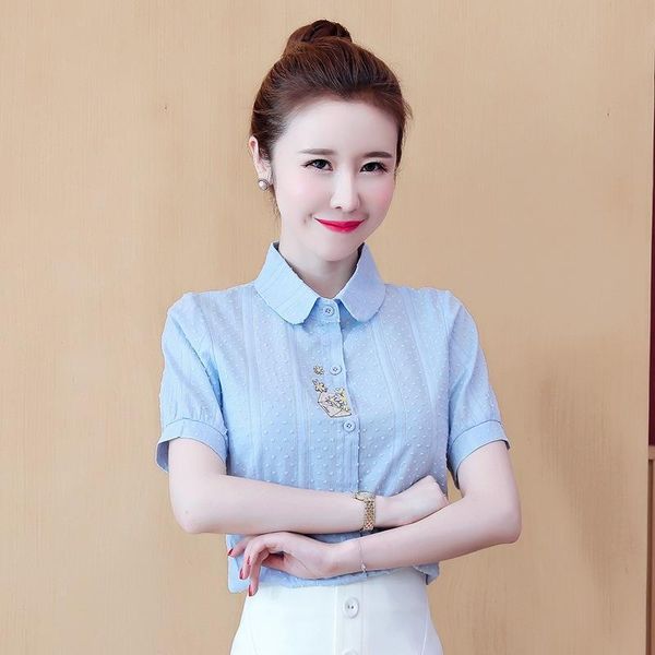 women's blouses & shirts 2021 summer short sleeve lapel embroidered shirt small fresh jacquard cotton top, White
women's blouses & shirts 2021 summer short sleeve lapel embroidered shirt small fresh jacquard cotton top, White