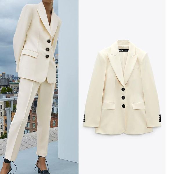 women's suits & blazers women beige slim fit blazer suit zar 2021 fall mid-length single-breasted breathable jacket clothing kx195, White;black
women's suits & blazers women beige slim fit blazer suit zar 2021 fall mid-length single-breasted breathable jacket clothing kx195, White;black