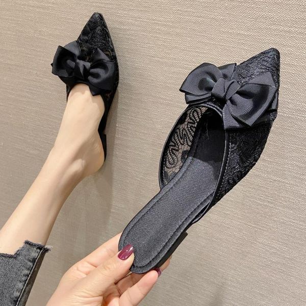 slippers 2021 women's summer fashion black pointed toe lace outer wear sandals office ladies work flats shoes
slippers 2021 women's summer fashion black pointed toe lace outer wear sandals office ladies work flats shoes