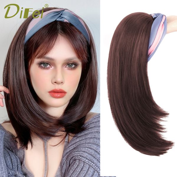 difei short straight headband s natural black bob s heat resistant synthetic hair for white/black women 220217, Black;brown
difei short straight headband s natural black bob s heat resistant synthetic hair for white/black women 220217, Black;brown