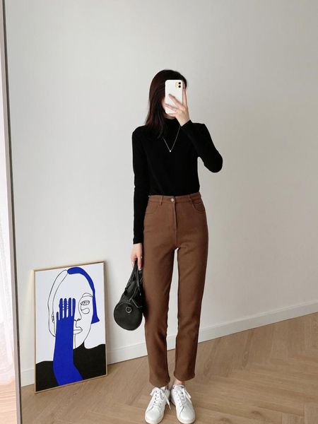 women's pants & capris version a little looser casual lamb cashmere plus velvet foot women, Black;white
women's pants & capris version a little looser casual lamb cashmere plus velvet foot women, Black;white