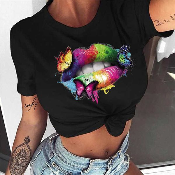 cool streetwear female black t-shirt rainbow lips and butterfly print harajuku women summer short sleeve casual t shirt x0527, White
cool streetwear female black t-shirt rainbow lips and butterfly print harajuku women summer short sleeve casual t shirt x0527, White