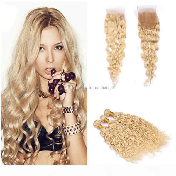 613 blonde water wave 3bundles with lace closure russian virgin human hair with wet wavy wave curly lace closure 4*4 part closure, Black;brown
613 blonde water wave 3bundles with lace closure russian virgin human hair with wet wavy wave curly lace closure 4*4 part closure, Black;brown