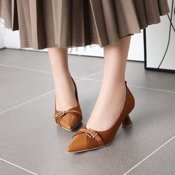 dress shoes pu+flock high heels elegant women pointed toe buckle pumps patchwork woman party wedding strange style womens, Black
dress shoes pu+flock high heels elegant women pointed toe buckle pumps patchwork woman party wedding strange style womens, Black