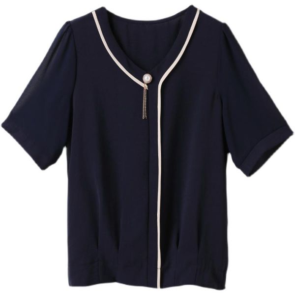 women's blouses & shirts fashion solid color short sleeve korean summer blusas casual v-neck chiffon, White
women's blouses & shirts fashion solid color short sleeve korean summer blusas casual v-neck chiffon, White