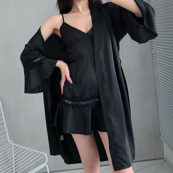 women's sleepwear satin black bride bridesmaid wedding robe ruffle sleeve women nightgown kimono gown patchwork sleep dress, Black;red
women's sleepwear satin black bride bridesmaid wedding robe ruffle sleeve women nightgown kimono gown patchwork sleep dress, Black;red