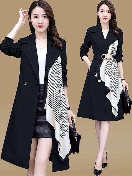 windbreaker women's long 2021 autumn new korean loose british temperament popular small coat, Tan;black
windbreaker women's long 2021 autumn new korean loose british temperament popular small coat, Tan;black